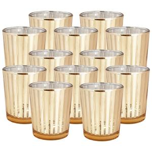 Bougeoirs en verre à rayures dorées Bougeoirs en verre pour bougies votives pour mariages et décoration intérieure - Product Image 2