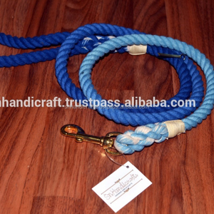 BLUE OMBRE COTTON ROPE DOG <b>LEASH</b> HAND SPLICED COTTON DOG <b>LEASH</b> - Product Image 1