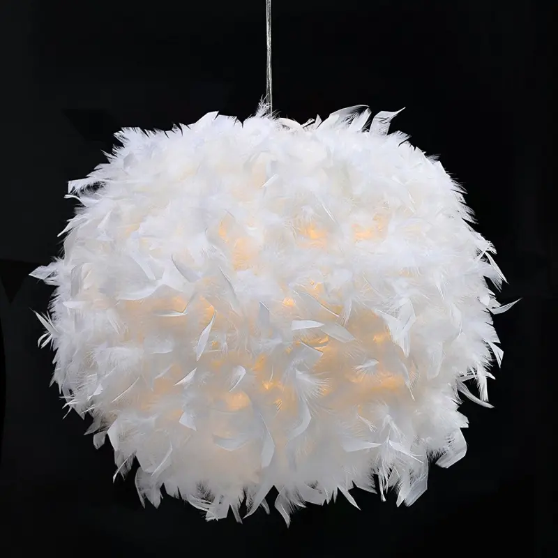 Modern Feather Ceiling Pendant Light Shade White Lampshade for Floor Lamp and Table lamp Shade Living Room Bedroom Dining Room