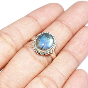 Lunette de forme ovale véritable Labradorite 925 bagues en argent Sterling bijoux en argent faits à la main bijoux en argent inde - Product Image 4