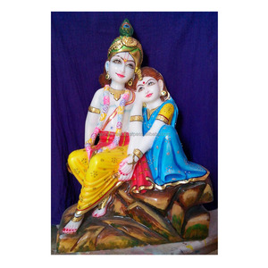 Statue de Radha Krishna en marbre coloré - Product Image 1