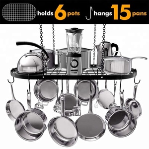 Oniya Titolare di Stoccaggio In <span class=keywords><strong>Metallo</strong></span> Da Cucina Pensile Orientabile Soffitto Pot Rack Con Ganci - Product Image 4