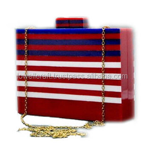 Metallic texture Indian metal clutch bags acrylic resin lucite bag vintage designs. - Product Image 2