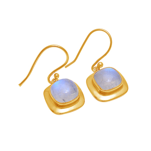 925 argent et or plaqué arc-en-ciel pierre de lune Cabochon coussin forme boucles d'oreilles à la mode mariage anniversaire cadeau - Product Image 1