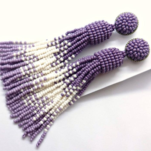  Pendientes largos hechos a mano con borlas de cuentas, regalo bohemio para mujer, pendientes con cuentas. - Product Image 1