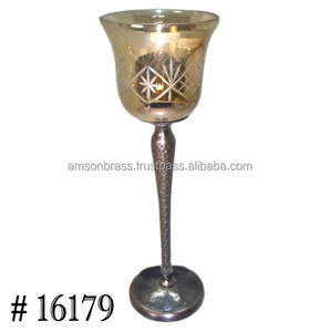 Bougeoir en aluminium avec abat-jour en verre - Product Image 2