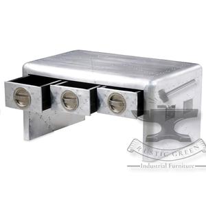 Elegante aviador mesa de centro de tres cajones diseño Industrial hogar sala de estar muebles hechos de Metal duradero - Product Image 5