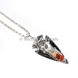 Obsidian <b>Chakra</b> Arrowheads Pendants | <b>Chakra</b> pendant <b>set</b> supplier - Product Image 1