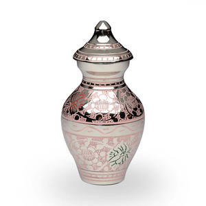 Urna Funeraria para Bebé Estilo Americano Color Azul Cielo con Hojas de Brassworld India - Product Image 4