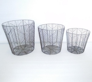 Dernière Conception Décorative Zinc Plaqué Antique Rond Maille panier en fil de fer - Product Image 5