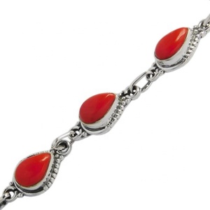 Wholesale 925 Sterling <b>Silver</b> <b>Bracelet</b> With Red Coral Gemstone Vintage Style <b>Charm</b> <b>Bracelets</b> <b>Silver</b> Plated Indian <b>Silver</b> Jewelry - Product Image 2