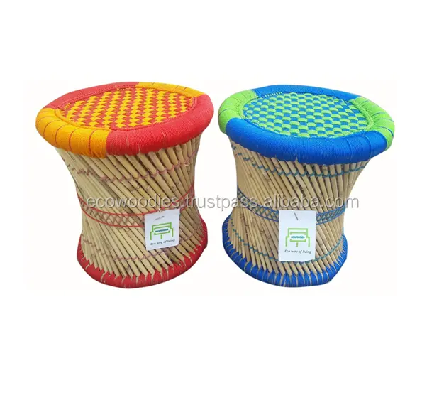 2024 ottomana affidabile qualità Eco Friendly di bambù di Rattan vimini artigianato sgabello per piedi pouf per soggiorno