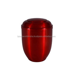 Suministros funerarios estilo americano de urna de hierro rojo plateado de Brassworld India - Product Image 4