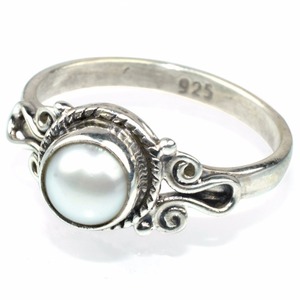 Anillo de Plata de Ley 925 con perlas blancas, joyería hecha a mano, con forma redonda - Product Image 3