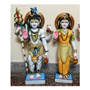 Esculturas antiguas de mármol blanco puro para decoración del hogar y usos de adoración, Lord mahaevev, Shiva, Parvati