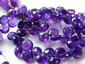 Cuentas de Amatista Púrpura, Cristal Facetado en Forma de Corazón, Hilo de Briolette Suelto, Natural, Certificado por Terceros, Coszcalt - Product Image 3