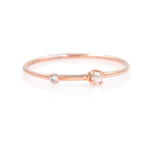 Real Mother of Pearl Gemstone Diamond Wedding Band <b>Ring</b> - Product Image 2