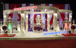 Mandap de cristal de boda hindú más reciente elegante con pilares de corte de diamante Mandap de fibra FRP de diseño maravilloso para fiestas - Product Image 3