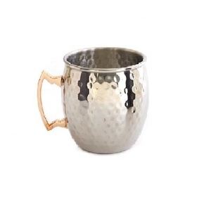 Tazas sólidas hechas a mano personalizadas martilladas de acero inoxidable con mango regular de latón, venta de Navidad, MOQ bajo, venta directa de fábrica - Product Image 1