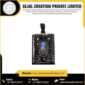 925 Bisel de plata esterlina Colgante de piedras preciosas Color mezclado Joyería fina Tipo de encanto elegante - Product Image 2