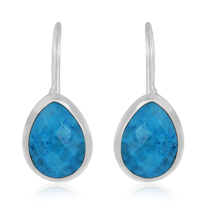 Piedra preciosa turquesa Natural 925 plata esterlina diseñador oreja alambre pendientes colgantes pendiente de moda para regalo de boda o fiestas - Product Image 1
