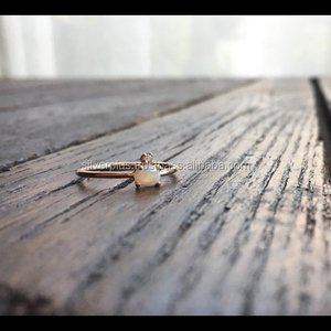 Sólido 14K oro amarillo ópalo genuino piedra preciosa diamante boda aniversario anillo al por mayor joyería hecha a mano - Product Image 2