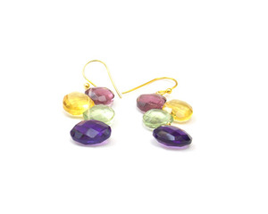 Pierre précieuse multicolore en forme de coeur avec plaqué or Bijoux de mode tendance Cadeau pour elle Ensemble de boucles d'oreilles - Product Image 1