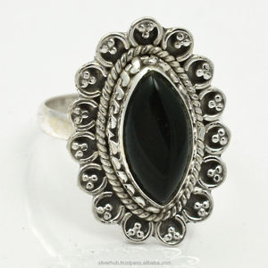 Único 925 plata esterlina negro ónix piedra preciosa anillo hecho a mano joyería en precio al por mayor ODM OEM proveedor - Product Image 1