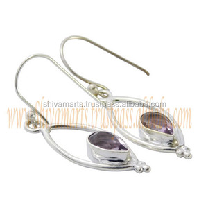 Boucles d'oreilles pendantes en améthyste violette à la mode indienne vintage avec placage à l'or pour les mariages et les fêtes, excellente idée de cadeau - Product Image 2