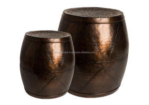 Tabouret ottoman en aluminium à finition dorée, design moderne, vente chaude, tabouret décoratif en forme de tambour à finition dorée - Product Image 2