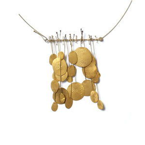 Collar Geométrico Chapado en Oro de 18k, Suministro de Fábrica, Joyería para Mujer, Collar Martillado - Product Image 1