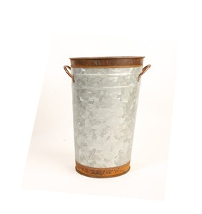 Seau de marché de fleurs galvanisé avec poignées seau de fleurs en métal avec poignée pour la décoration de la maison - Product Image 1