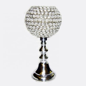 Impresionante calidad niquelado boda Mesa decoración Metal aluminio centro de mesa bola de cristal alambre galvanizado para venta al por mayor - Product Image 2