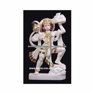 Hanuman Statue Lifting Mountain from Marble - Product Image 1