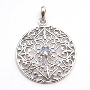 Pendentif en pierre précieuse pour femmes, topaze bleue, argent sterling 925, pendentif en pierre précieuse faite à la main - Product Image 5