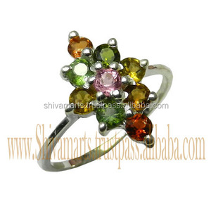 Diseño único 925 plata esterlina turmalina Multi piedra preciosa Eternity Vermeil anillo joyería de lujo para hombres y mujeres - Product Image 2