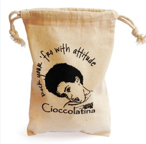 Bolso con cordón de algodón Bolso con cordón de muselina con logotipo personalizado impreso - Product Image 3