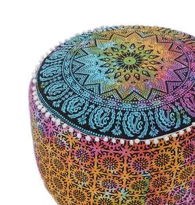 Indian Cotton <b>Round</b> Mandala Floor Pillow Small Stool Handmade Pouf and Ottoman for Living Room Furniture Home Decor - Product Image 2