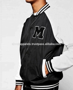 Blouson bombardier de sport pour homme, veste d'université, de haute qualité, en vrac, fait sur mesure, noir Raglan, avec application, vente en gros - Product Image 3