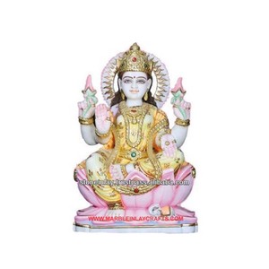 Statue de la déesse Maa Laxmi en marbre - Product Image 1