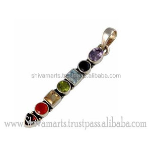 Joyería de plata hecha a mano de alta calidad, colgante de Chakra curativo con múltiples piedras preciosas, colgantes y dijes finos chapados en rodio y oro - Product Image 2