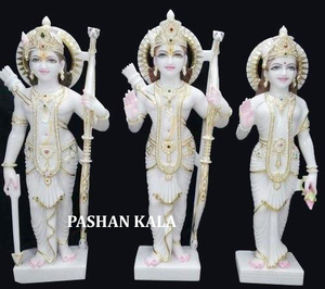 Ram Darbar รูปปั้นหินอ่อนสีขาวพื้นผิวเรียบและมันวาวสีสันสดใสรูปอวยพรในมือใช้ในวัดวัดที่สวยที่สุด - Product Image 2