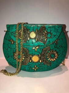 Bolso de Mensajero Estilo Bohemio Indio con Mosaico, Bolso de Mano de Lujo para Eventos Nocturnos, Bolso de Mano Metálico para Mujer, Bolso de Mano Boho para Bodas, Hecho a Mano, Venta al por Mayor - Product Image 3