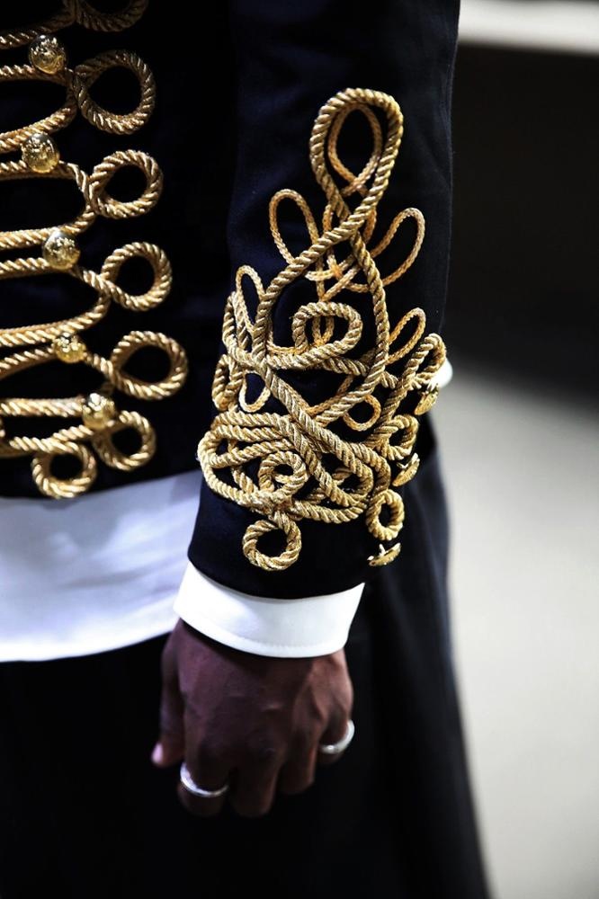 Luxury Napoleon Jacket in Chic Black with Golden Rope Décor