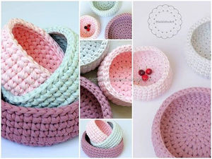 100% Cotton <b>T</b>-<b>shirt</b> <b>Yarn</b> Cute Mini Basket for Home Decor - Product Image 4