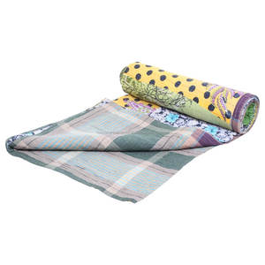 Kantha <b>Quilt</b> Gudari GD072 Kantha <b>Quilt</b> Gudari Indian Reversible Hand Stitched Heavy <b>Throw</b> Old Sari Blanket Patch Work Heavy - Product Image 1