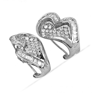B lettre initiale 925 boucle d'oreille en argent sterling massif avec zircon cubique conception de goujon de diamant à la mode pour les fêtes - Product Image 1