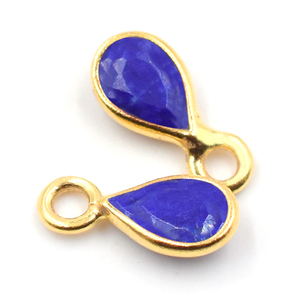 Lunette en argent sterling en forme de poire en lapis-lazuli naturel, pendentif à breloque fait main en plaqué or 18 carats - Product Image 1