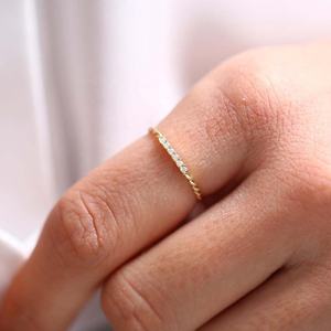 लोज़रन 925 स्टर्लिंग सिल्वर माइक्रो-इस्ट सीडी डायमंड स्टैकिंग मुड बैंड रिंग नाजुक आभूषण - Product Image 2