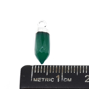 Pendentif plaqué argent à facettes en onyx vert 16-18mm en forme de petite pointe avec caution mai pierre de naissance résultats de bijoux en pierres précieuses - Product Image 2